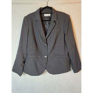Calvin Klein Blazer Jacket Womens 16W Lapel Collared Dark Gray 2 Button Corpcore
